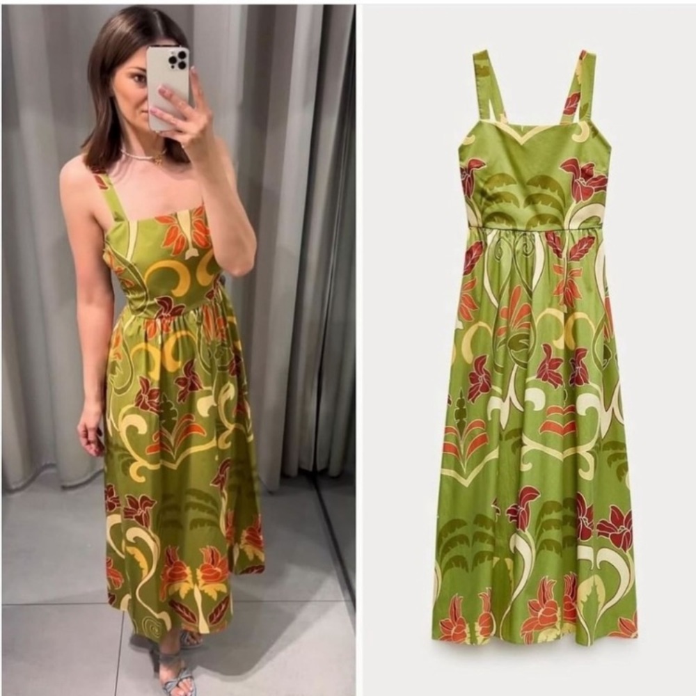 LAST ONE!!! ZARA BLOGGERS’ FAVORITE PRINTED MIDI DRESS ZW COLLECTION - Picture 5 of 16
